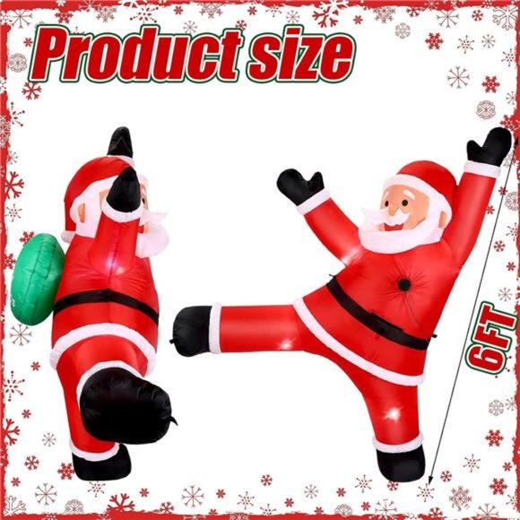 5.9 Ft Large Christmas Santa Claus Blow Up Lighted Christmas with LED Lights - Picture 3 of 7